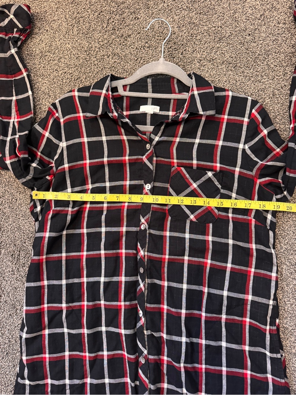 J Jill Woman’s Black Red Plaid Button Down Size Medium- Based on Measurements - Picture 6 of 11